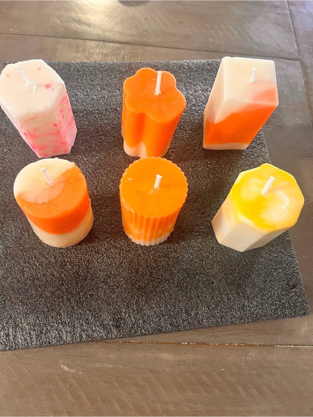 Assorted Orange Accent Holiday Pillar Candles - Decorative Set